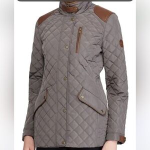 Ralph Lauren Burgundy Quilted Jacket with Black Accents